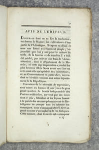 LA RICHESSE DES CULTIVATEURS, OU DIALOGUES ENTRE BENJAMIN JACHERE ET RICHARD TREFLE, LABOUREURS, SUR LA CULTURE DU TREFLE, DE LA LUZERNE ET DU SAINFOIN; TRADUIT DE L’ALLEMAND. OUVRAGE SERVANT DE MANUEL AUX CULTIVATEURS DES DEUX RIVES DU RHIN. 