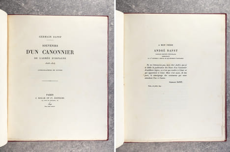 SOUVENIRS D’UN CANONNIER DE L’ARMEE D’ESPAGNE. 1808-1814. . BAPST GERMAIN (1853-1921, PUBLIE PAR). MANIERE. (CANONNIER).