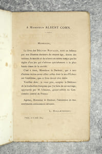DELICES ROYALES OU LE JEU DES ECHECS. SON HISTOIRE, SES REGLES ET SA VALEUR MORALE. PAR ABEN EZRA ET ABEN-YE'HIA, RABBINS DU XII° SIECLE. TRADUCTION DE L'HEBREU PAR LEON HOLLAENDERSKI.