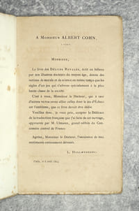 DELICES ROYALES OU LE JEU DES ECHECS. SON HISTOIRE, SES REGLES ET SA VALEUR MORALE. PAR ABEN EZRA ET ABEN-YE'HIA, RABBINS DU XII° SIECLE. TRADUCTION DE L'HEBREU PAR  LEON HOLLAENDERSKI.