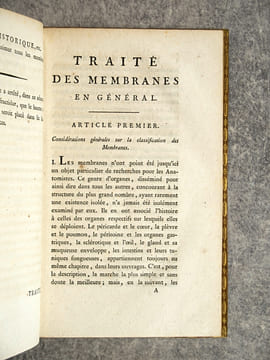 TRAITE DES MEMBRANES EN GENERAL, ET DE DIVERSES MEMBRANES EN PARTICULIER, PAR XAV. BICHAT, DES SOCIETES DE MEDECINE, MEDICALE ET PHILOMATIQUE DE ...