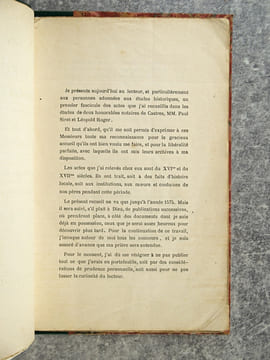 RECUEIL D’ACTES NOTARIES ET DE DOCUMENTS DIVERS POUR SERVIR A L’HISTOIRE DU PAYS CASTRAIS, PENDANT LES XVI° ET XVII° SIECLES. ACCOMPAGNE ...
