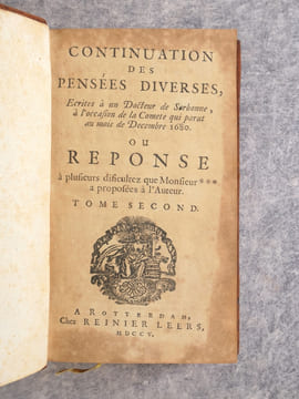 PENSEES DIVERSES, ECRITES A UN DOCTEUR DE SORBONNE, A L’OCCASION DE LA COMETE QUI PARUT AU MOIS DE DECEMBRE 1680. QUATRIEME EDITION. . BAYLE PIERRE ...