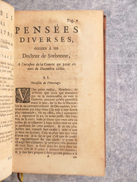 PENSEES DIVERSES, ECRITES A UN DOCTEUR DE SORBONNE, A L’OCCASION DE LA COMETE QUI PARUT AU MOIS DE DECEMBRE 1680. QUATRIEME EDITION. . BAYLE PIERRE ...