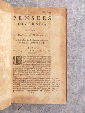 PENSEES DIVERSES, ECRITES A UN DOCTEUR DE SORBONNE, A L’OCCASION DE LA COMETE QUI PARUT AU MOIS DE DECEMBRE 1680. QUATRIEME EDITION. . BAYLE PIERRE ...