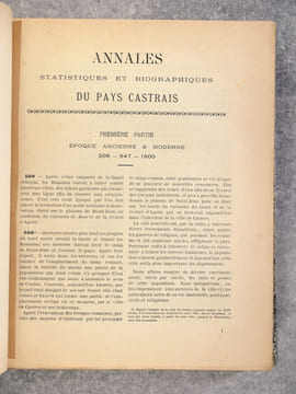 ANNALES DU PAYS CASTRAIS, DEPUIS LES TEMPS LES PLUS RECULES JUSQU’A NOS JOURS. . ESTADIEU MATHIEU (1821-1901).