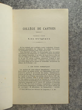 HISTOIRE DU COLLEGE DE CASTRES DES ORIGINES A 1840, D'APRES LES DOCUMENTS INEDITS. PAR A. POUX PROFESSEUR D'HISTOIRE AU COLLEGE. . POUX A.