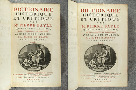 DICTIONNAIRE HISTORIQUE ET CRITIQUE, PAR MR PIERRE BAYLE. QUATRIEME EDITION, REVUE, CORRIGEE ET AUGMENTEE. AVEC LA VIE DE  L'AUTEUR, PAR MR. DES ...