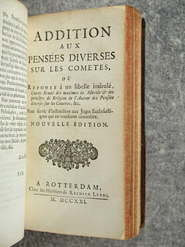 PENSEES DIVERSES, ECRITES A UN DOCTEUR DE SORBONNE, A L’OCCASION DE LA COMETE QUI PARUT AU MOIS DE DECEMBRE 1680. NOUVELLE EDITION CORRIGEE. . BAYLE ...