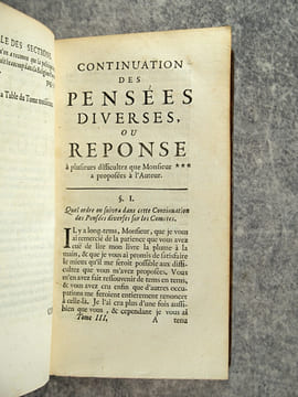 PENSEES DIVERSES, ECRITES A UN DOCTEUR DE SORBONNE, A L’OCCASION DE LA COMETE QUI PARUT AU MOIS DE DECEMBRE 1680. NOUVELLE EDITION CORRIGEE. . BAYLE ...