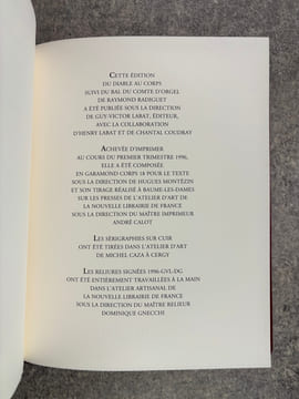LE DIABLE AU CORPS, SUIVI DU BAL DU COMTE D’ORGEL. 75 AQUATINTES, EAUX-FORTES ET POINTES SECHES DE VINCENT TAILHARDAT. . RADIGUET RAYMOND. ...