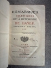 REMARQUES CRITIQUES SUR LE DICTIONNAIRE DE BAYLE. . JOLY PHILIPPE-LOUIS (ABBE. 1712-1782). 