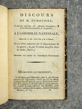 DISCOURS DE M. DUMOURIEZ, CI-DEVANT MINISTRE DES AFFAIRES ETRANGERES, ACTUELLEMENT MINISTRE DE LA GUERRE, A L’ASSEMBLEE NATIONALE, SEANCE DU 13 JUIN ...