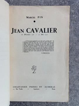 JEAN CAVALIER. 25 NOVEMBRE 1681 - 17 MAI 1740. . PIN MARCEL.