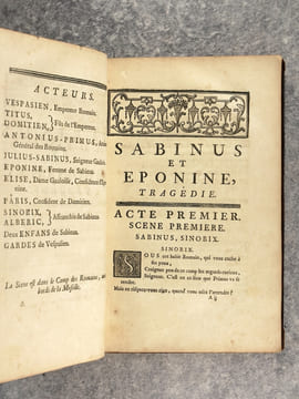 - SABINUS ET EPONINE, TRAGEDIE. PAR MONSIEUR RICHER. REPRESENTEE POUR LA PREMIERE FOIS, SUR LE THEATRE DE LA COMEDIE FRANCAISE LE 29 DE DECEMBRE 1734. ...