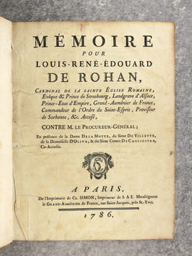MEMOIRE POUR LOUIS-RENE-EDOUARD DE ROHAN, CARDINAL DE LA SAINTE EGLISE ROMAINE, EVEQUE & PRINCE DE STRASBOURG, LANDGRAVE D’ALSACE, PRINCE-ETAT ...