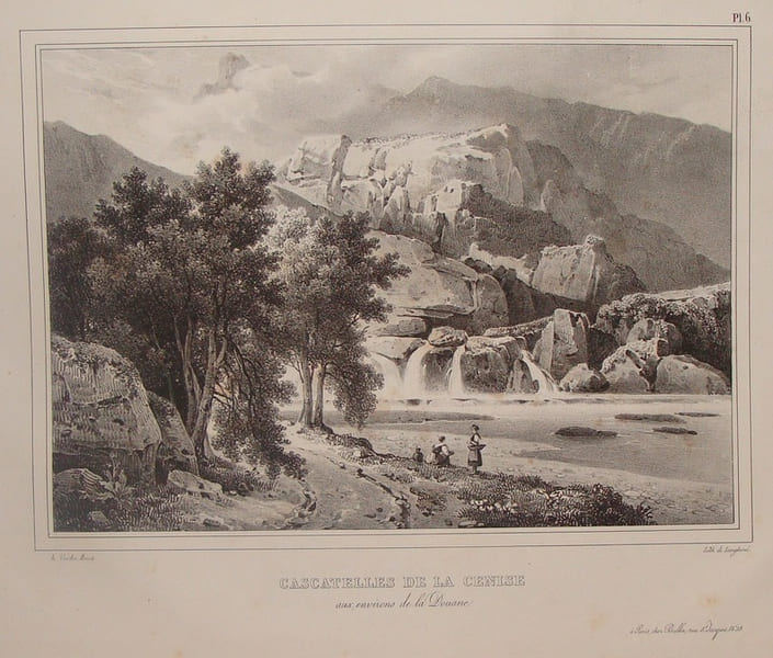 LANSLEBOURG. ANCIENNE ROUTE DU MONT CENIS. LITH. DE LANGLUME.. BURCH (HIPPOLYTE VAN DER. 1796-1854).