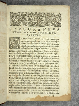 DICTIONARIUM HISTORICUM, GEOGRAPHICUM, POETICUM. AUTHORE CAROLO STEPHANO. GENTIUM, HOMINUM, DEORUM. GENTILIUM, REGIONUM, LOCORUM, CIVITATUM, ...
