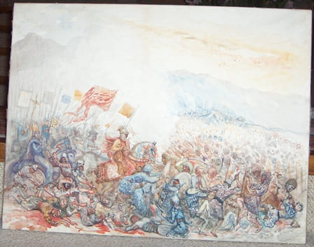 BATAILLE DE LAS NAVAS DE TOLOSA. 1210. "LE ROI DE NAVARRE DON SANCHE LE FORT FORCE LE CAMP DU MIRAMAMOLIN MUHAMAD LE VERT QUI S'ENFUIT...".. ...