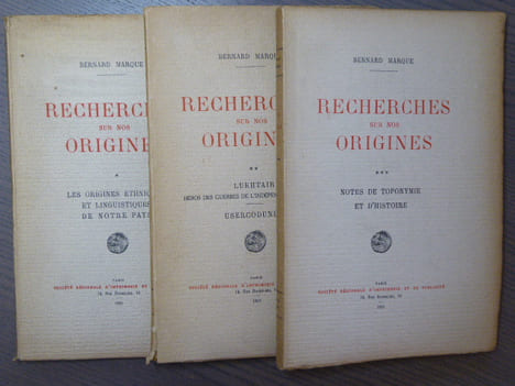 RECHERCHES SUR NOS ORIGINES. ( 3 volumes ). I: Les origines ethniques et linguistiques de notre pays. II: Lukhtair héros des guerres de l'indépendance ...