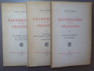 RECHERCHES SUR NOS ORIGINES. ( 3 volumes ). I: Les origines ethniques et linguistiques de notre pays. II: Lukhtair héros des guerres de l'indépendance ...