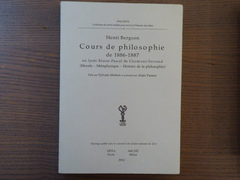Cours de Philosophie de 1886-1887 au Lycée Blaise-Pascal de Clermont-Ferrand. ( Morale - Métaphysique - Histoire de la Philosophie ).. BERGSON Henri