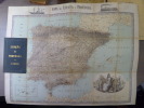 MAPA de ESPANA y PORTUGAL. Panorama de la Península Ibérica. Topografía de M. Herrero.. PFEIFFER Gustavo