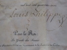 Dispense en parenté datée du 22 Août 1843 signée de la main du Roi LOUIS-PHILIPPE autorisant un oncle à épouser sa nièce. Pièce encadrée.. ...