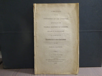 A brief account of the proceedings of the commitee, appointed by the yearly meeting of friends held in Baltimore, For Promoting the Improvment and civilization of the Indian Natives.
