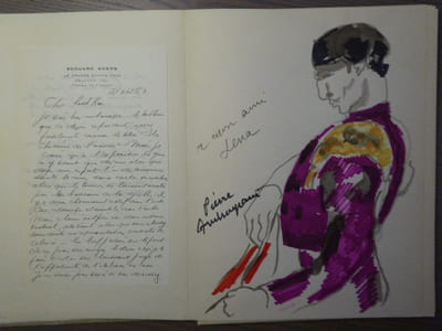 ROUTES ET CHEMINS avec Jean GIONO et 56 peintres témoins de leur temps. DESSIN ORIGINAL en couleurs signé de Pierre AMBROGIANI et LETTRE AUTOGRAPHE SIGNEE d'Edouard GOERG.