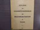 CATALOGUE des MANUSCRITS MACONNIQUES des Bibliothèques Publiques de France. Tome II.. LEGLISE Jacques
