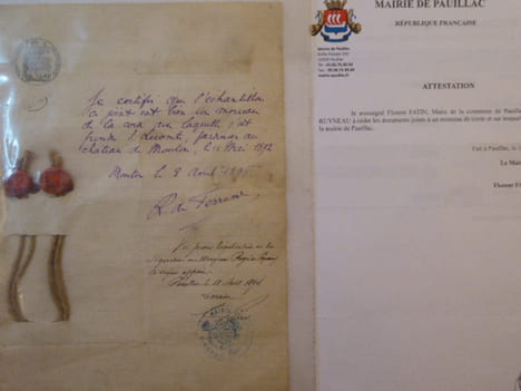Fragment de CORDE DE PENDU avec laquelle sest pendu S. LECOMTE, jardinier au château de Mouton, le 16 mai 1892.. LECOMTE S. - FERRAND Roger ( De )