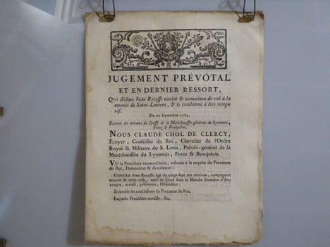 JUGEMENT PREVOTAL et en dernier ressort, qui déclare Jean RECUSSE, atteint et convaincu de vol à la montée de Saint-Laurent, & le condamne à être ...