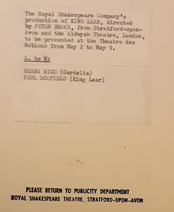 Photographie extrait du roi lear de Gordon Goode. Photographe du théâtre Shakespeare stratford-upon-avon..
