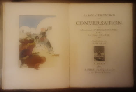 Conversation du Maréchal d'Hocquincourt avec le Père Canaye. Illustré par Jean Priet.
Saint-Évremont. Saint evremond