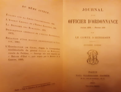 JOURNAL D'UN OFFICIER D'ORDONNANCE JUILLET 1870-FEVRIER 1871
Comte D'HERISSON