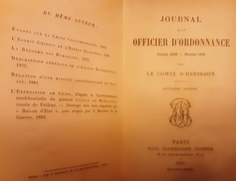JOURNAL D'UN OFFICIER D'ORDONNANCE JUILLET 1870-FEVRIER 1871
Comte D'HERISSON. Le Comte D'HERISSON