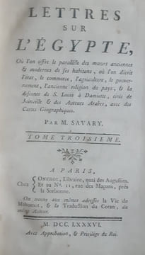 Lettres sur l’egypte. Savary