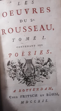 Les Oeuvres du Sr Rousseau, Tome I contenant ses poësies, il manque de la page 288 à 365 . Tome II contenant ses pièces de théâtre : Jason, Tragédie - Vénus & Adonis, Tragédie - Le Café, Comédie - Le Flatteur, Comédie - Le Capricieux, Comédie (2 volumes).
ROUSSEAU, Jean-Baptiste. 