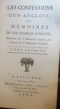 Les Confessions D'Un Anglois Ou Memoires De Sir Charles Simpson V1-2 complet. undefined