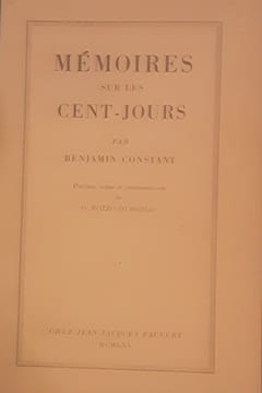 Mémoires sur les cent jours . Constant Benjamin
