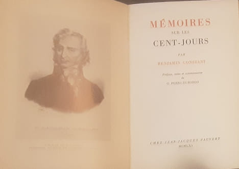 Mémoires sur les cent jours . Constant Benjamin