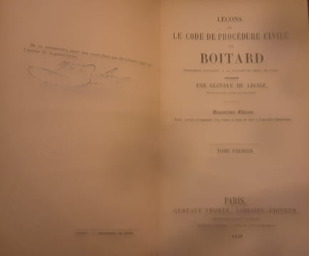 Leçons sur le code de procédure civile Boitard 4ème edition . Gustave de Linage