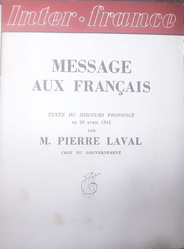 Message aux français
Appel aux travailleurs français . Laval pierre