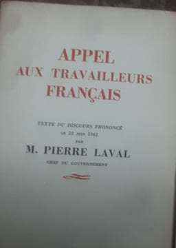 Message aux français
Appel aux travailleurs français . Laval pierre