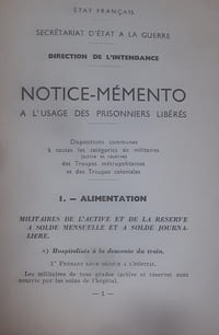 Notice - memento a l’usage des prisonniers liberes