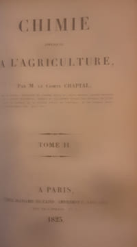 CHIMIE APPLIQUEE A L'AGRICULTURE (2 VOLUMES réunis en 1 volume)