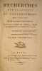 Recherches sur la Science du Gouvernement. Ouvrage traduit de l'Italien, d'après l'exemplaire et les corrections de l'auteur.
GORANI, Joseph. Joseph ...