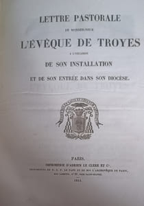Lettre pastorale de l'évêque de Troyes 