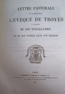 Lettre pastorale de l'évêque de Troyes . L'évêque de Troyes 